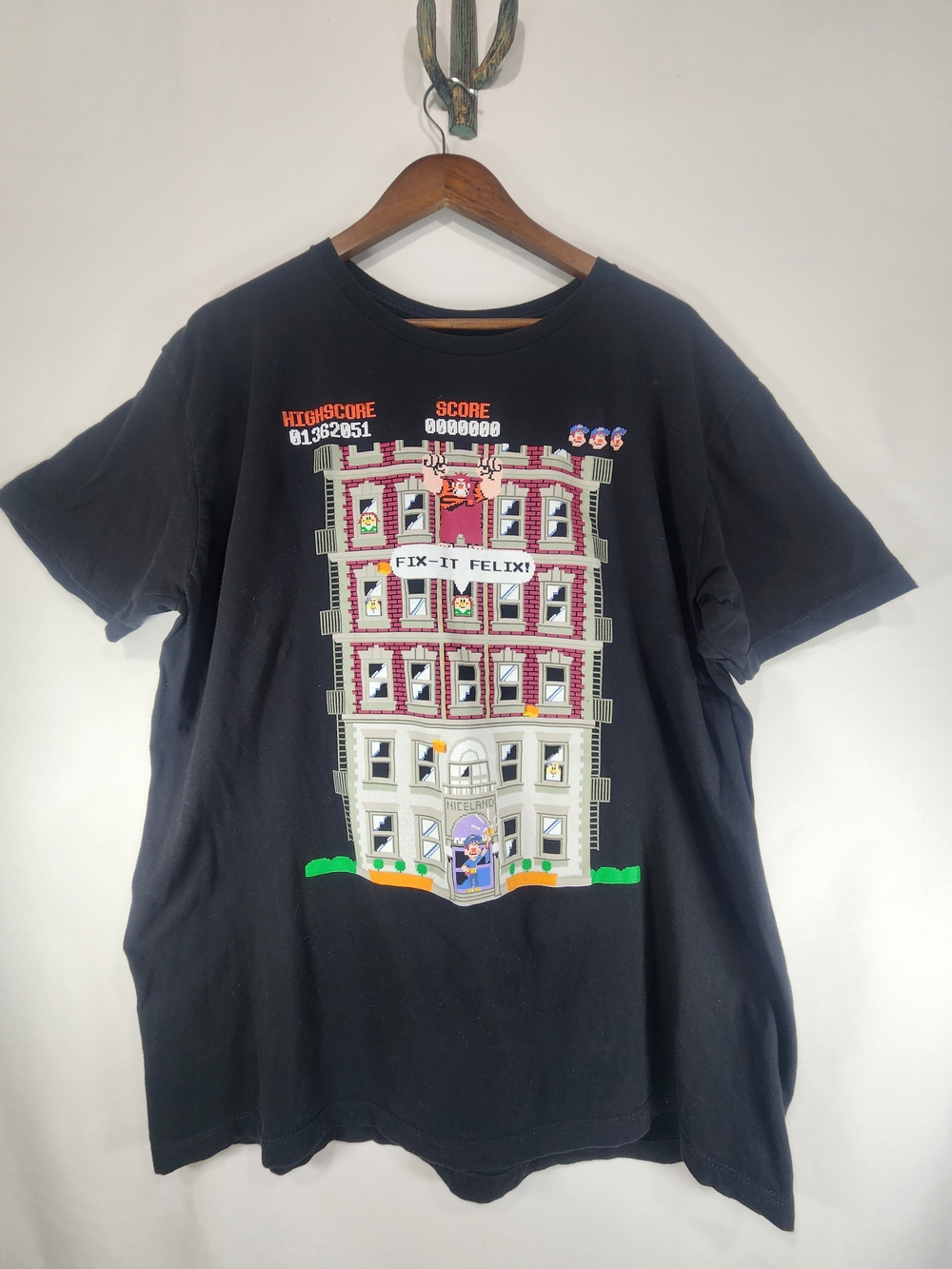 Disney Wreck-It Ralph Fix-It Felix Pixel Graphic T-Shirt Black Adult XL